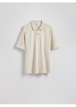 Reserved - Koszulka polo boxy - beżowy ze sklepu Reserved w kategorii T-shirty męskie - zdjęcie 184036367