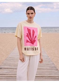 Reserved - Bawełniany t-shirt z nadrukiem - jasnożółty ze sklepu Reserved w kategorii Bluzki damskie - zdjęcie 184036446