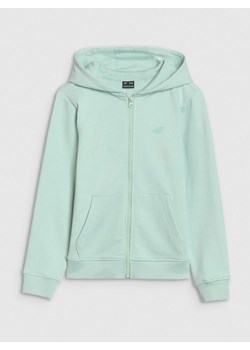 Dziewczęca bluza dresowa rozpinana z kapturem 4F 4FJWSS25TSWSF1706 - zielona ze sklepu Sportstylestory.com w kategorii Bluzy dziewczęce - zdjęcie 184040735