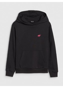 Dziewczęca bluza dresowa nierozpinana z kapturem 4F 4FJWSS25TSWSF1707 - czarna ze sklepu Sportstylestory.com w kategorii Bluzy dziewczęce - zdjęcie 184040795