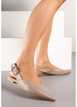 Ciemnobeżowe Sandały Vices Slingback z Paskiem ze Sprzączką Nirarine ze sklepu renee.pl w kategorii Balerinki - zdjęcie 184041006