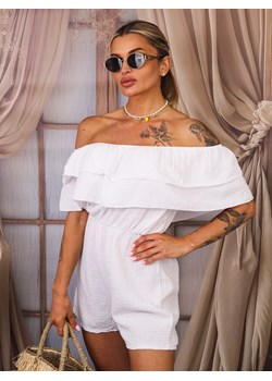 KOMBINEZON MUŚLINOWY HISZPANKA Z FALBANĄ- BIAŁY ze sklepu olika.com.pl w kategorii Kombinezony damskie - zdjęcie 184043918