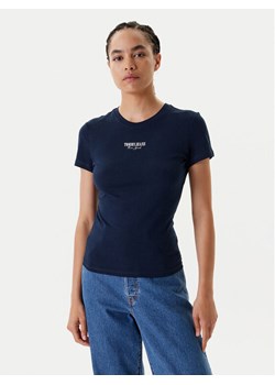Tommy Jeans T-Shirt Essential DW0DW20913 Granatowy Slim Fit ze sklepu MODIVO w kategorii Bluzki damskie - zdjęcie 184045558