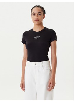 Tommy Jeans T-Shirt Essential DW0DW20913 Czarny Slim Fit ze sklepu MODIVO w kategorii Bluzki damskie - zdjęcie 184045638