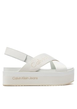 Sandały Calvin Klein Jeans Flatform Sandal Sling In Mr YW0YW01362 Biały ze sklepu eobuwie.pl w kategorii Sandały damskie - zdjęcie 184048649