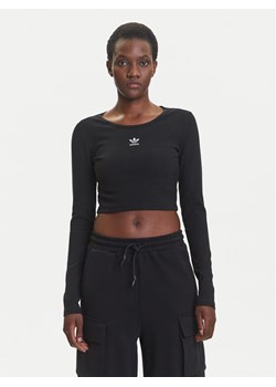 adidas Bluzka Essentials Ribbed IW5725 Czarny Slim Fit ze sklepu MODIVO w kategorii Bluzki damskie - zdjęcie 184048869