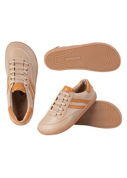 Sneakersy barefoot damskie Kaia Olivier – anatomiczne buty skórzane cappuccino beżowy ze sklepu ButyModne.pl w kategorii Mokasyny męskie - zdjęcie 184049539