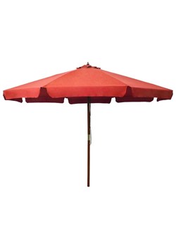 Parasol ogrodowy na drewnianym słupku terakota - Sorani ze sklepu Edinos.pl w kategorii Parasole ogrodowe - zdjęcie 184052795