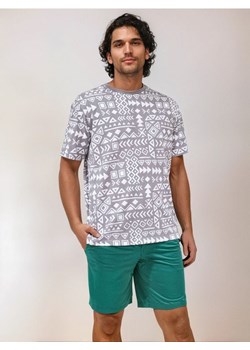 Sinsay - Koszulka z ozdobnym wzorem allover - szary ze sklepu Sinsay w kategorii T-shirty męskie - zdjęcie 184054529