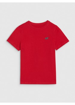 Chłopięcy t-shirt basic 4F 4FJWSS25TTSHM2178 - czerwony ze sklepu Sportstylestory.com w kategorii T-shirty chłopięce - zdjęcie 184054866