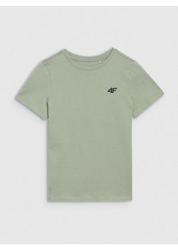 Chłopięcy t-shirt basic 4F 4FJWSS25TTSHM2178 - zielony ze sklepu Sportstylestory.com w kategorii T-shirty chłopięce - zdjęcie 184054878