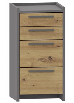 Nowoczesna komoda z 4 szufladami dąb artisan + antracyt G6-C54 ze sklepu Edinos.pl w kategorii Komody - zdjęcie 184054989