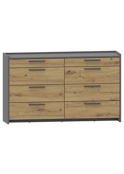 Minimalistyczna komoda z 8 szufladami dąb artisan + antracyt S7-L91 ze sklepu Edinos.pl w kategorii Komody - zdjęcie 184055005
