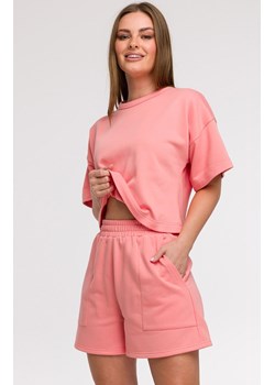 Bluza damska oversize z krótkimi rękawami koralowa B294, Kolor koralowy, Rozmiar 2XL/3XL, BeWear ze sklepu Primodo w kategorii Bluzy damskie - zdjęcie 184061437