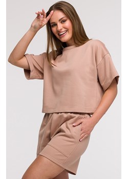 Bluza damska oversize z krótkimi rękawami mokka B294, Kolor mocca, Rozmiar 2XL/3XL, BeWear ze sklepu Primodo w kategorii Bluzki damskie - zdjęcie 184061457