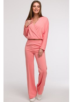 Bluza damska z kopertowym dekoltem koralowa B292, Kolor koralowy, Rozmiar L, BeWear ze sklepu Primodo w kategorii Bluzy damskie - zdjęcie 184061467
