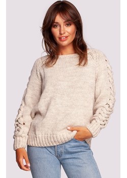 Sweter damski beżowy BK090, Kolor beżowy, Rozmiar L/XL, BeWear ze sklepu Primodo w kategorii Swetry damskie - zdjęcie 184061618