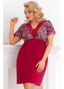Koszula nocna damska bordowa plus size Rita, Kolor bordowy, Rozmiar 4XL, Donna ze sklepu Primodo w kategorii Koszule nocne - zdjęcie 184065097