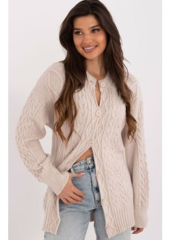 Rozpinany sweter damski AT-SW-23525.21, Kolor beżowy, Rozmiar uniwersalny, WOOL FASHION ITALIA ze sklepu Primodo w kategorii Swetry damskie - zdjęcie 184068356