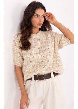 Sweter damski oversize z dodatkiem alpaki MI-SW-2701.23, Kolor beżowy, Rozmiar uniwersalny, ITALY MODA ze sklepu Primodo w kategorii Swetry damskie - zdjęcie 184068489