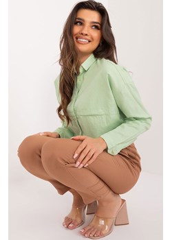 Pistacjowa koszula damska oversize BP-KS-1019.73, Kolor pistacjowy, Rozmiar S, FactoryPrice ze sklepu Primodo w kategorii Koszule damskie - zdjęcie 184068496