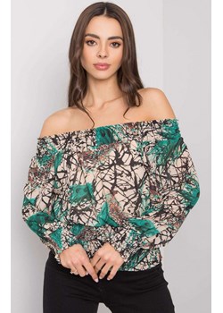 Bluzka hiszpanka zielona DHJ-BZ-15175.05P, Kolor zielony-wzór, Rozmiar uniwersalny, ITALY MODA ze sklepu Primodo w kategorii Bluzki damskie - zdjęcie 184068575