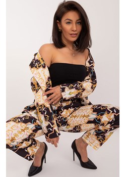 Elegancki komplet damski czarny żakiet i spodnie DHJ-KMPL-17131.32X, Kolor czarny-wzór, Rozmiar S, ITALY MODA ze sklepu Primodo w kategorii Komplety i garnitury damskie - zdjęcie 184068628