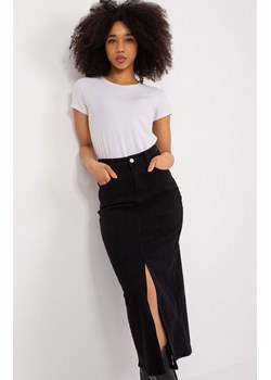 Jeansowa spódnica midi z rozcięciem HM-SD-M551-1.37, Kolor czarny, Rozmiar 44, FactoryPrice ze sklepu Primodo w kategorii Spódnice - zdjęcie 184069119