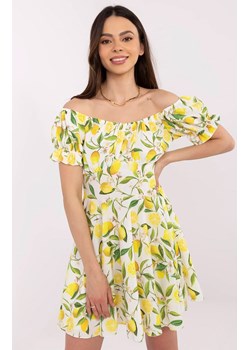 Sukienka hiszpanka w cytryny MI-SK-23797.76, Kolor ecru-żółty, Rozmiar uniwersalny, ITALY MODA ze sklepu Primodo w kategorii Sukienki - zdjęcie 184069298
