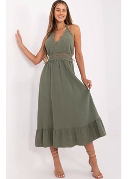 Muślinowa sukienka khaki MI-SK-88573.83, Kolor khaki, Rozmiar uniwersalny, ITALY MODA ze sklepu Primodo w kategorii Sukienki - zdjęcie 184069357