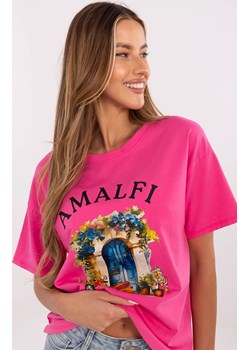 T-shirt damski ciemnoróżowy MI-TS-M3221G.75, Kolor ciemnoróżowy, Rozmiar uniwersalny, ITALY MODA ze sklepu Primodo w kategorii Bluzki damskie - zdjęcie 184069389