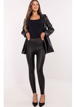 Ocieplane legginsy z ozdobnym pasem NM-LG-TR1852.70, Kolor czarny, Rozmiar L, Trendy.ING ze sklepu Primodo w kategorii Spodnie damskie - zdjęcie 184069449