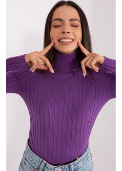 Sweter z golfem ciemnofioletowy PM-SW-1087.09, Kolor ciemny fiolet, Rozmiar S/M, P-M ze sklepu Primodo w kategorii Swetry damskie - zdjęcie 184069465