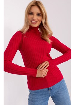 Sweter z golfem czerwony PM-SW-1087.09, Kolor czerwony, Rozmiar S/M, P-M ze sklepu Primodo w kategorii Swetry damskie - zdjęcie 184069468