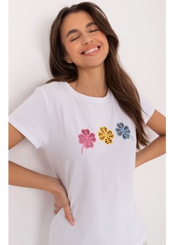 Biały t-shirt damski RV-TS-9666.05X, Kolor biały, Rozmiar S/M, BASIC FEEL GOOD ze sklepu Primodo w kategorii Bluzki damskie - zdjęcie 184069575