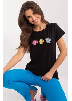 Czarny t-shirt damski RV-TS-9666.05X, Kolor czarny, Rozmiar S/M, BASIC FEEL GOOD ze sklepu Primodo w kategorii Bluzki damskie - zdjęcie 184069579