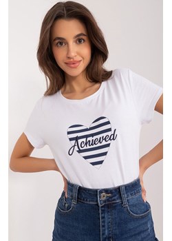 T-shirt damski z nadrukiem biało-granatowy RV-TS-9667.19, Kolor biało-granatowy, Rozmiar S/M, BASIC FEEL GOOD ze sklepu Primodo w kategorii Bluzki damskie - zdjęcie 184069587