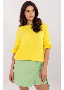 Żółty sweter damski z wiskozą MI-SW-2913.99, Kolor żółty, Rozmiar uniwersalny, ITALY MODA ze sklepu Primodo w kategorii Swetry damskie - zdjęcie 184069675