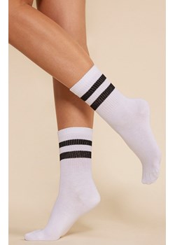Bawełniane długie skarpetki sportowe SK029 z paskami unisex, Kolor biało-czarny, Rozmiar 35-38, Gabriella ze sklepu Primodo w kategorii Skarpetki damskie - zdjęcie 184070388