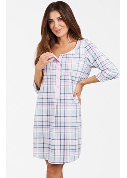 Koszula nocna damska w kratę z rękawem 3/4 Allison, Kolor niebiesko-różowy, Rozmiar XL, Italian Fashion ze sklepu Primodo w kategorii Koszule nocne - zdjęcie 184072999