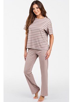Bawełniana piżama damska cappuccino w paski Betty, Kolor cappuccino, Rozmiar S, Italian Fashion ze sklepu Primodo w kategorii Piżamy damskie - zdjęcie 184073239