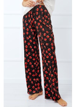 Spodnie damskie długie od piżamy Cherry, Kolor czarno-czerwony, Rozmiar S, Italian Fashion ze sklepu Primodo w kategorii Piżamy damskie - zdjęcie 184073437