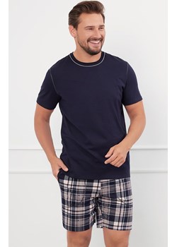 Piżama męska z krótkim rękawem i krótkimi spodniami Edwin, Kolor granatowy-wzór, Rozmiar M, Italian Fashion ze sklepu Primodo w kategorii Piżamy męskie - zdjęcie 184073605