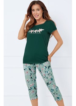Piżama damska na krótki rękaw i 3/4 spodnie Florisa, Kolor ciemnozielony-wzór, Rozmiar S, Italian Fashion ze sklepu Primodo w kategorii Piżamy damskie - zdjęcie 184073767