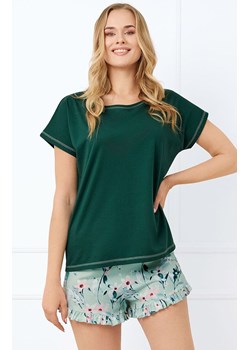 Piżama damska z krótkim rękawem i krótkimi spodenkami Florisa, Kolor ciemnozielony-wzór, Rozmiar S, Italian Fashion ze sklepu Primodo w kategorii Piżamy damskie - zdjęcie 184073768