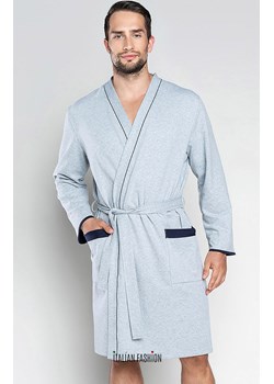 Bawełniany szlafrok męski z długim rękawem Gabriel, Kolor szary melanż-granat, Rozmiar M, Italian Fashion ze sklepu Primodo w kategorii Szlafroki męskie - zdjęcie 184073916