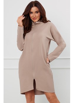 Szlafrok damski na suwak z długi rękawem beżowy Graf, Kolor beżowy, Rozmiar S, Italian Fashion ze sklepu Primodo w kategorii Szlafroki damskie - zdjęcie 184073997