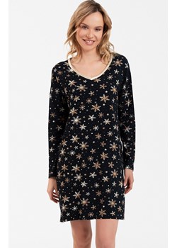 Bawełniana koszula nocna damska w śnieżynki Laponia, Kolor czarny-wzór, Rozmiar S, Italian Fashion ze sklepu Primodo w kategorii Koszule nocne - zdjęcie 184074406