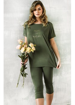 Piżama damska khaki na krótki rękaw i 3/4 spodnie Natura, Kolor khaki, Rozmiar S, Italian Fashion ze sklepu Primodo w kategorii Piżamy damskie - zdjęcie 184074627