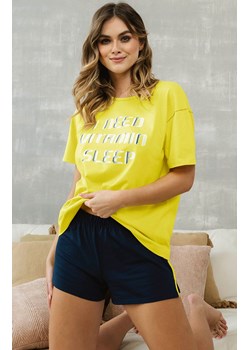 Piżama damska na krótki rękaw i krótkie nogawki Sidari, Kolor żółto-granatowy, Rozmiar XL, Italian Fashion - id: 172657 - marki Italian Fashion - 184075187 Piżama damska na krótki rękaw i krótkie nogawki Sidari, Kolor żółto-granatowy, Rozmiar XL, Italian Fashion ze sklepu Primodo w kategorii Piżamy damskie - zdjęcie 184075187